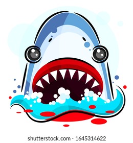 Angry Shark Vector Illustration Suitable For Greeting Card, Poster Or T-shirt Printing.