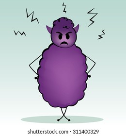 angry sheep on the white background
