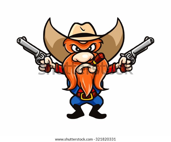 Angry Sheriff Bandit Robber West Cowboy Stock Vector (Royalty Free