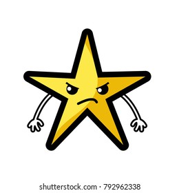angry shiny star kawaii with arms