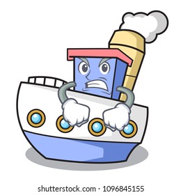 Angry ship mascot cartoon style