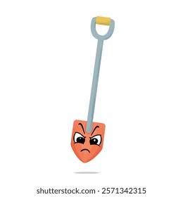 angry shovel mascot vector illustrations. fun and playful concept. job, tools, building, workers, safety, city, construction equipment, renovation and restoration themes