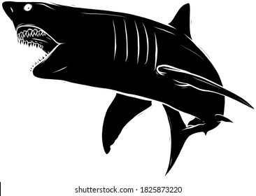 Angry silhouette shark vector icon illustration art