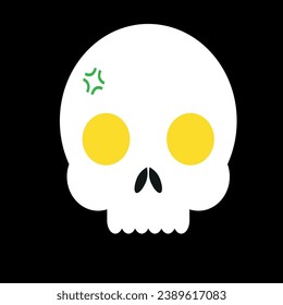 angry skeleton in white with yellow eyes