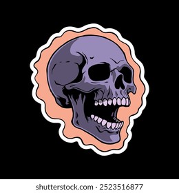 angry skull art illustration hand drawn for stickers logo poster etc
