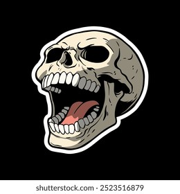 angry skull art illustration hand drawn for stickers logo poster etc
