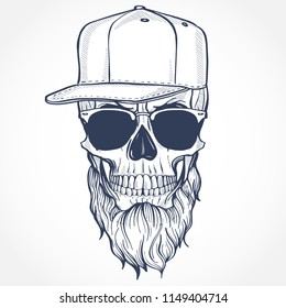 Angry skull with beard