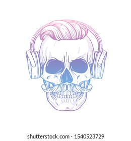 Angry skull with cirly hairstyle