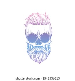 Angry skull with cirly hairstyle