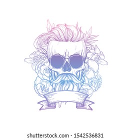 Angry skull with cirly hairstyle