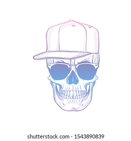 Angry skull with cirly hairstyle