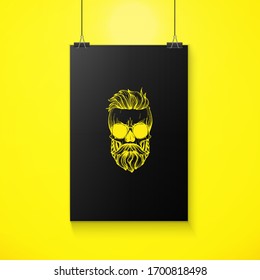 Angry skull with cirly hairstyle