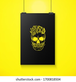 Angry skull with cirly hairstyle