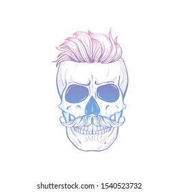 Angry skull with curly hairstyle
