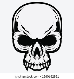 Angry skull grim reaper drawing in a vintage Vector Illustration