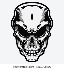 Angry Skull Grim Reaper Hand Drawn Vector Illustration