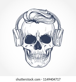 Angry skull with hairstyle