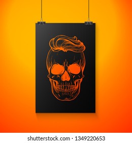 Angry skull with hairstyle. Vector illustration, EPS 10