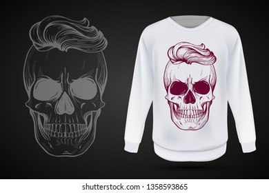 Angry skull with hairstyle. Vector illustration, EPS 10