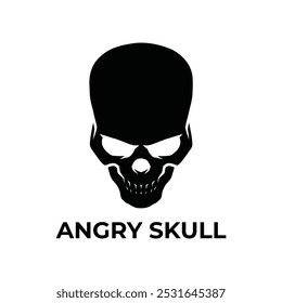 Angry skull head logo vector illustration. Simple modern scary skull logo emblem design.