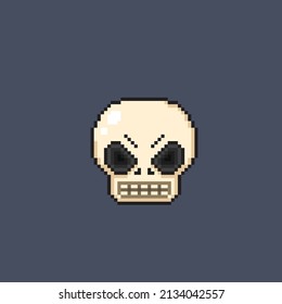 angry skull head in pixel style