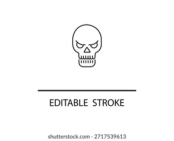 Icono de cráneo enojado con trazo editable para proyectos de diseño.