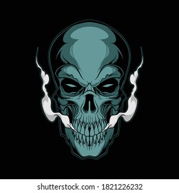 angry skull illustration for commercial use