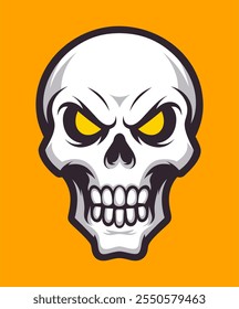 Angry Skull Logo Mascot Illustration.