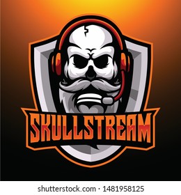 Angry Skull Mask Sream Esport Logo with Beard Ready To edit