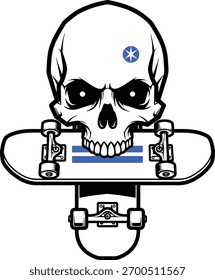 Caveira Zangada no Skate Vetor Art