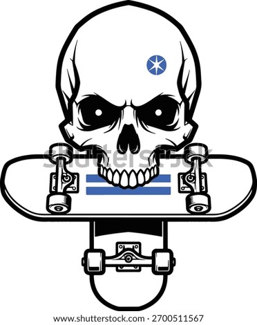 Angry Skull on Skateboard Vector Art