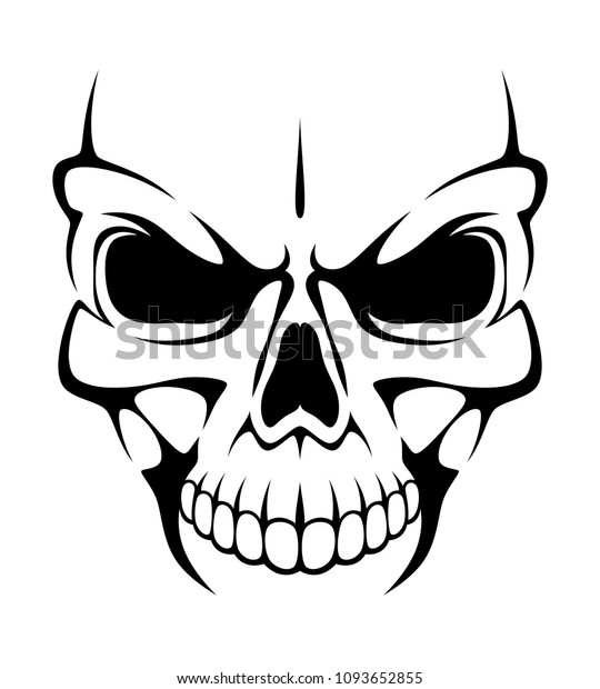 Angry Skull On White Background Stock Vector (Royalty Free) 1093652855