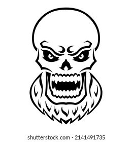 Angry Skull Outline Silhouette Design Element Stock Vector (Royalty ...