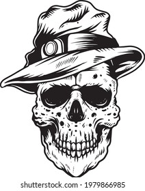 angry skull using a hat vector