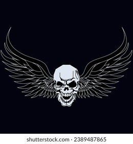 Angry skull wing esport death angel logo