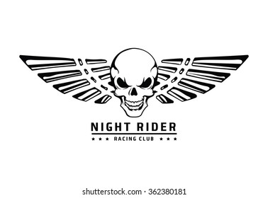 Angry skull with wings vector emblem