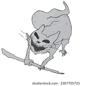 Angry Slug Cat Vector Drawing