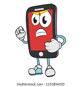 Angry Smartphone Character Cellphone Mascot Funny Mobile Phone Cartoon