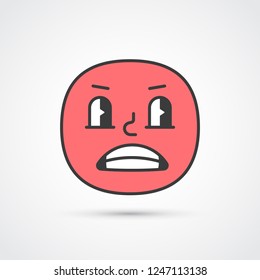 Angry smile emoji with big eyes. Cute face. Vector eps10