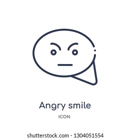 angry smile icon from user interface outline collection. Thin line angry smile icon isolated on white background.