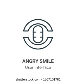 Angry smile outline vector icon. Thin line black angry smile icon, flat vector simple element illustration from editable user interface concept isolated stroke on white background