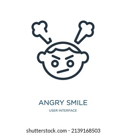 angry smile thin line icon. happy, sad linear icons from user interface concept isolated outline sign. Vector illustration symbol element for web design and apps.