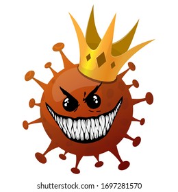 Angry smiley coronavirus in the crown.