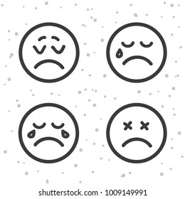Angry Smiley icons. Crying and unhappy emoticons symbols.
