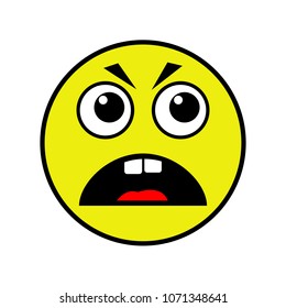 Angry smiley on a white background. Vector illustration