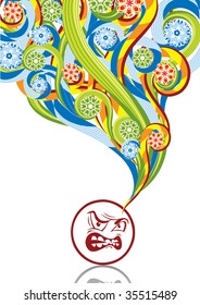 Angry smilie in abstract collage. Format A4. Vector illustration. Isolated groups and layers. Global colors.