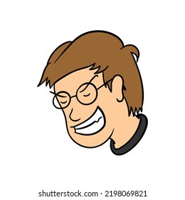Angry smiling face in colored editable vector