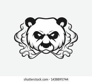 Angry Smoke Panda Logo Of Vape Logo 