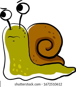 Angry snail, illustration, vector on white background.