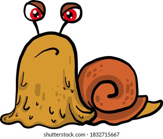 Angry snail, illustration, vector on white background